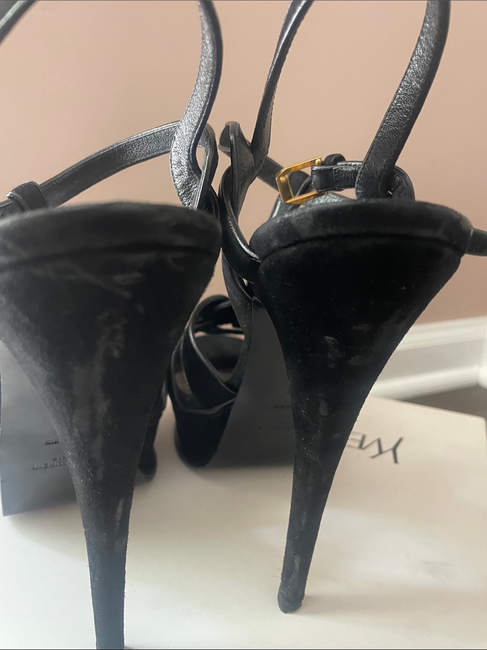 Saint Laurent Tribute Black Platform Heels Sandals size 41, usa 10 - Picture 15 of 16